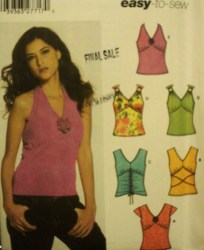5055 LADIES CUTE HALTER/SLVLSS/SS KNIT EZ TOPS PATTERN 12-20