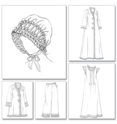 5061 BUTTERICK 1800S NITEGOWN, JACKET, ROBE, PANTS, BONNET PATTERN XS-M, L-XL CHOICE