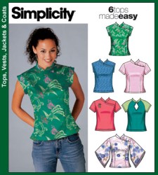 5098  SIMPLICITY 6 EZ MANDARIN CHEONG SLVS OR NOT TOPS PATTERN 6-12 UNCUT