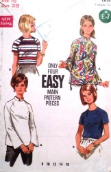 5111 1968 SS-LS OVERBLOUSE 2 LENGTHS PATTERN 16 38''