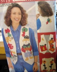 5113 3 APPLIQUE EMBROIDERED LINED FALL VESTS PATTERN SM-XL 8-22
