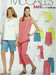 5117 ASYMMETRIC TOPS SLVS OR NOT,SHORTS,CAPRI PATTERN 26-32W