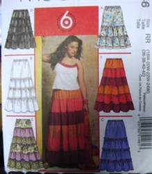5146 LONG FLARE PULL-ON TIER RUFFLE SKIRT LENGTHS PATTERN 18-32W