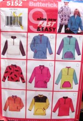 5152 SO EZ LOOSE PULLOVER LS ZIP TOP LENGTHS PATTERN XS-XL