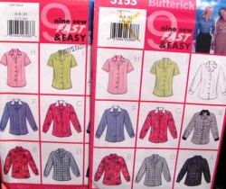 5153 Butterick  9 EZ SS-LS BUTTON SHAPED BLOUSES PATTERN 6-10, 12-16 or 18-22 choice uncut