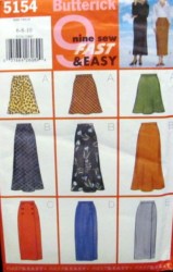 5154 BUTTERICK 9 SEW EASY BIAS/ OVERLAY SKIRTS LENGTHS PATTERN 6-10 or 12-16 choice  UNCUT