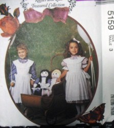 5159 MCCALLS GIRLS PULLOVER PINAFORE, DRESS, 22''DOLL DRESS PATTERN  SIZE 3