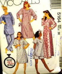 5164 NITEGOWN,NITESHIRT,TUNIC,BOTTOMS LOUNGE PATTERN 3X 52-54