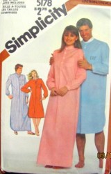 5178 SIMPLICITY  '81 MISS, MEN'S PULLOVER NIGHTSHIRT 2 LENGTHS PATTERN S-XL UNCUT
