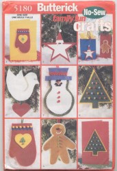 5180 NO SEW TREE SKIRT, APPLIQ, GARLAND, ORNMNTS, CARD PATTERN