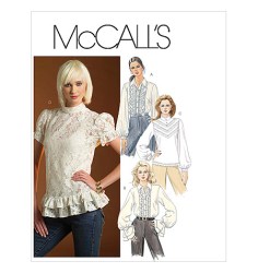 5181 MCCALLS POET,  FRILLY, PEASANT SS-LS BLOUSES, SHIRTS PATTERN 6-12