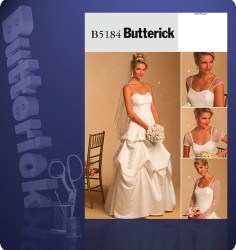 5184 BRIDE FORMAL FLARE FLR DRAPE DRESS,DETACH SLVS PATTERN 8-14