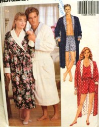 5189 BUTTERICK UNISEX WRAP ROBE, BELT, SHORTS, HER TANK TOP PATTERN XS-M,L-XL CHOICE