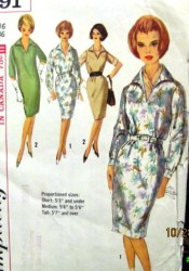 5191 Simplicity PROPORTIONED SIZED SLIM COLLAR DRESS PATTERN  16 36'' uncut