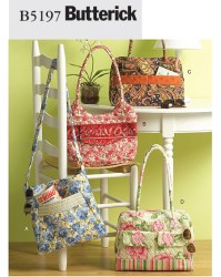 5197 4 GOOD SIZED HANDLED QUILTED  LINED HANDBAGS PATTERN