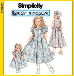 5203 DK BUTTON EMPIRE BELT DRESS,HAT,17'' DOLL PATTERN 3-14 3 SZS