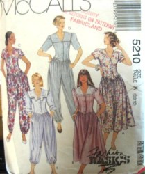 5210 MCCALLS 1991 DROP WAIST V DRESS,JUMPSUIT LENGTHS PATTERN 6-10. 8-12
