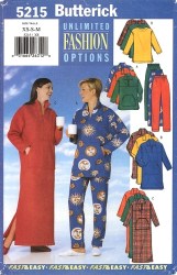 5215 EZ LOUNGING TOPS,BOTTOMS,DRESS PATTERN XS-M