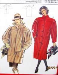 5215 80S BOXY LINED COAT/ JACKET- SCARF PATTERN 12-22