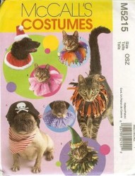 5215 DOG OR CAT COSTUME HATS, COLLARS PET PATTERN XS-L