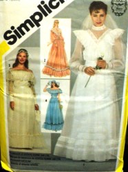 5217 Simplicity GUNNE SAX BRIDES/ MAID OFF SHOULDER/ SLEEVES OR NOT DRESS, BAG PATTERN  10