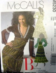 5230 MCCALLS BOHO GYPSY TIER RUFFLE LONG MIDRIFF DRESS PATTERN 6-20 2 SZ