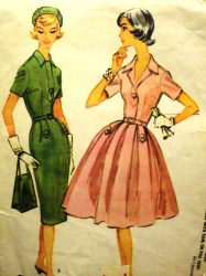 5238 SHIRTWAIST SLIM-BOX PLEATED SS DRESS 1959 PATTERN 14 34