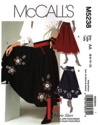 5238 MCCALLS FLARE FOLKLORIC YOKE SKIRT, ATTACHED PETTICOAT RUFFLE PATTERN 14-22