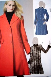 5247 LINED PRINCESS COLLAR COAT BK BAND PATTERN 6-12, 14-22
