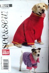 5275 BUTTERICK DOG/ PET PULLOVER/ REVERSIBLE COATS PATTERN XS-XL