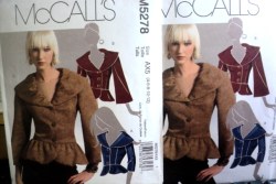 5278 FLARE SLEEVE/ PEPLUM/ SHAWL COLLAR JACKET PATTERN 4-12