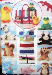 5294  BUTTERICK BEANIE CAT, PIG, BUNNY, DOG, COW, FROG PAL PATTERN UNCUT