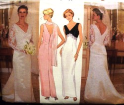 5303  BUTTERICK EMPIRE BRIDE/  FORMAL V-DRESS, TRAIN, SCARF PATTERN 18-22