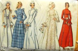 5313 SIMPLICITY 1972 BRIDES/ MAID LONG SLEEVE RUFFLE FLARE DRESS PATTERN 12, 10