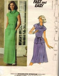 5313 1970S POCKET DRESS,COWL, FLARE SKIRT PATTERN 14
