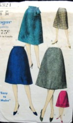 5321 Vogue EZ A-LINE SKIRT, BELT 60S PATTERN 25'" or 28" WAIST CHOICE
