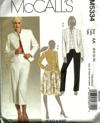 5334 LINED HIP JACKET, SKIRT, PANTS LENGTHS PATTERN 6-20 2 SZ
