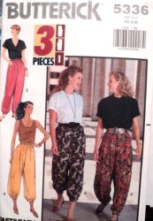 5336 BUTTERICK SO EZ HAREM PANTS LENGTHS 3 PIECE PATTERN XS-M