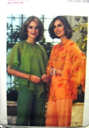 5341 Butterick 1970S EZ BIAS CAFTAN BLOUSE, BUTTERFLY SLEEVES PATTERN SMALL, MED, OR LARGE CHOICE