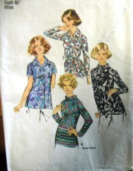 5359 SIMPLICITY 1972 SS-LS BUTTON/ ZIP BLOUSES, BELT PATTERN 18 40''; 14 36B CHOICE