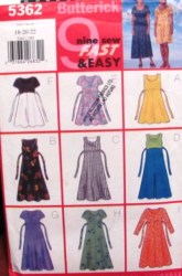 5362 BUTTERICK 9 EZ EMPIRE TIE FLARE DRESS LENGTHS PATTERN 6-10 UNCUT