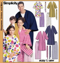 5364 SIMPLICITY UNISEX FAMILY WRAP ROBE, BELT, PANTS PATTERN XS=XL UNCUT
