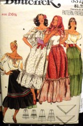 5375 PEASANT DIRNDL RUFFLE SKIRT LENGTHS,SCARF PATTERN 26 1/2,24