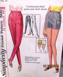5411 Simplicity  1964 PROPORTION PANTS STIRRUP OR NOT, SHORT SHORTS PATTERN 26''