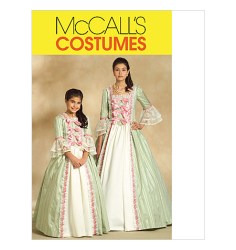 5414 MCCALLS MS COLONIAL FLARE FLOOR RUFFLE GOWN COSTUME PATTERN 4-18 XS-LG UNCUT