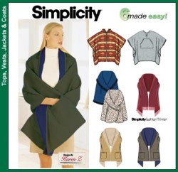 5424 HOODED PONCHO OR NOT, WRAPS PATTERN S-L
