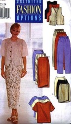 5426 VEST,TOP,MOCK WRAP SKIRT LENGTHS,PANTS PATTERN 8-24 3 SZ