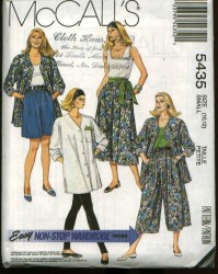 5435 McCalls CULOTTES LENGTHS, LEGGINGS, TOPS PATTERN 18,20