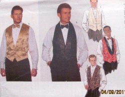 5436 EZ MALE TUXEDO COLLAR OR NOT VEST,BOW TIE PATTERN XS-M,L-XL