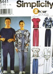 5441 2 HR UNISEX MED SCRUBS TOPS, BOTTOMS,JACKET PATTERN L-XL